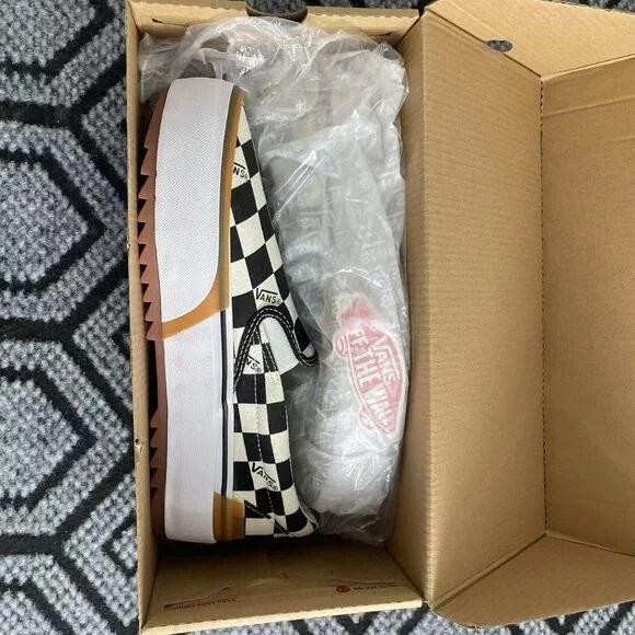 VANS Era Stacked Checkerboard Slip On Canvas Shoes